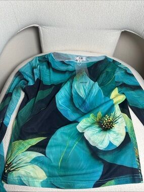 Farai London Teal & Aqua Floral Knit Top